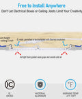 Installation diagram for Ultra Thin 8 Inch LED Recessed Downlight With Junction Box, 5CCT Selectable, IC rated, insulation friendly