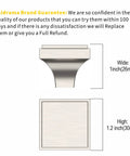 Size dimensions of 30 Pack Brushed Satin Nickel Cabinet Knobs Square Dresser Drawer Pulls Zinc Alloy Hardware for Cabinets and Drawers