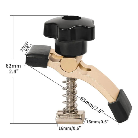 Two Pack Router Table Clamps T Track Hold Down Fixtures with dimensions for woodworking