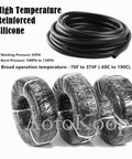Silicone Vacuum Hose Tubing Three Eighths Inch ID Black 10 Ft Long 130 PSI Max Pressure OD Sixteen Millimeters Wall Thickness