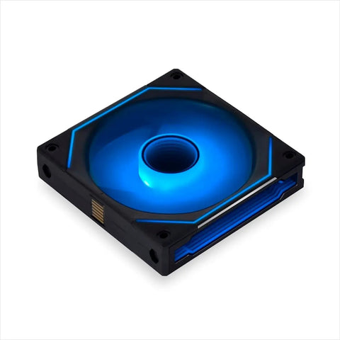 UNI Fan SL Infinity 120mm Triple Pack ARGB Case Fans with Infinity Mirror, black frame, glowing blue light