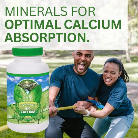 Bio Calcium Chelated Mineral Complex With Magnesium Zinc Copper Potassium Boron For Boss Absorption And Bone Health Keeps Your Bones Dense And Strong Absorbable Calcium Supplement 120 Capsules bottle with active individuals outdoors