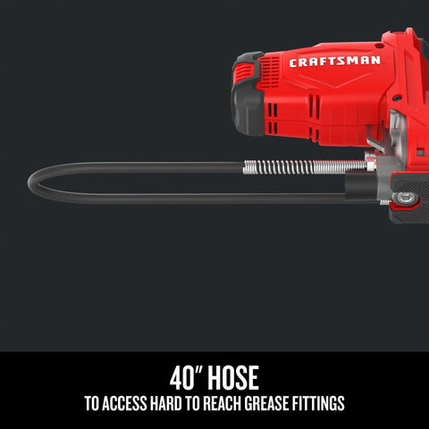 V20 Cordless Grease Gun With 40 Inch Hose showcasing hose length and accessibility, tool-only unit.