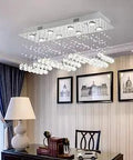 K9 Crystal Raindrop Chandelier Flush Mount Ceiling Light with 8 Lights for Dining Room, kitchen island, and living areas view