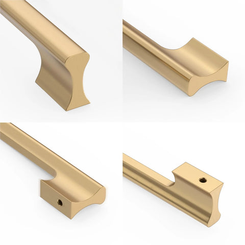 Close-up views of Champagne Bronze Cabinet Pulls 5 Inch Center To Center, 10 Pack Zinc Alloy Cabinet Handles For Kitchen Cabinets