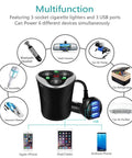 Straight Plug And Play 3 Way Cigarette Lighter Splitter With Triple Usb Car Charger 120W heavy duty power hub with 3 sockets and USB ports.