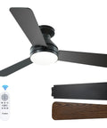 42 Inch Low Profile Ceiling Fan With Light And Remote Flush Mount Reversible Blades Dimmable 3 CCT Noiseless Black Indoor Outdoor Ceiling Fan