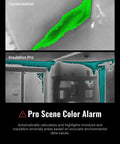 Dual Camera Thermal Imaging Device With 256x192 IR Sensor And 640x480 Live Super Resolution 3.2 Inch Screen 2MP Visible Camera 16GB Storage Carrying Case Pro Grade Heat Detection For On The Go showing color alarm for moisture and insulation anomalies.