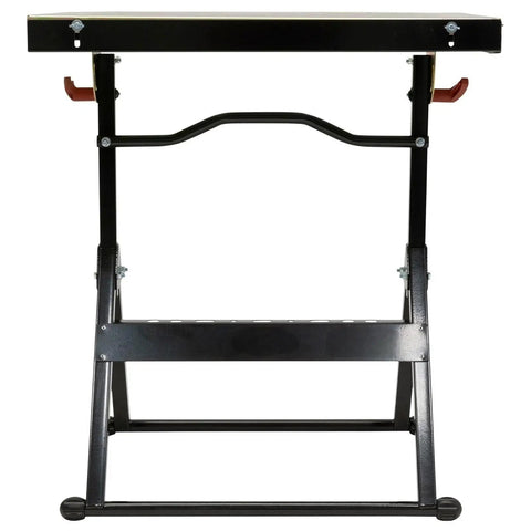 Heavy Duty Foldable Welding Table With Rock Solid Hold Industrial Workbench Built Tough For Shop Hustle Fourteen Gauge Plated Top Adjustable angles view.