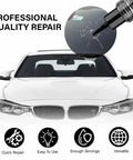 Lyseemin Glass Fix Guard 2025 Windshield Crack Repair Formula and Kit with 20ml bottle applied to cracked windshield