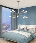 Sputnik Chandelier Lighting Dope 10 Light Modern Starburst Pendant Ceiling Fixture With Brushed Nickel Finish in bedroom