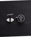 Cross Titanium Steel Cufflinks For Men Black Cross Shirt Fasteners Decorative Clothing Accessories For Business And Formal Shirts Everyday Wear And Special Occasions Gift Idea