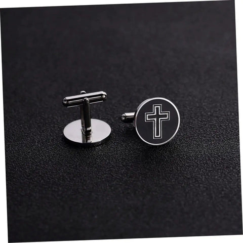 Cross Titanium Steel Cufflinks For Men Black Cross Shirt Fasteners Decorative Clothing Accessories For Business And Formal Shirts Everyday Wear And Special Occasions Gift Idea