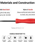 Red Nylon 6 handle and AISI 8650 steel shaft of Probe Set Three-Piece Pro Grade For Precision Work With Narrow Blunted Tips Fits 1/16, 1/8, And 3/16 Inch Holes Long Slender Square Handles Ideal For Delicate Components And Electronics Assembly And Fine Mechanical Tasks.
