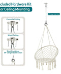 Macrame Hammock Chair Hanging Swing For Indoor Outdoor Use 330 Lbs Capacity Handwoven Cotton Rope Includes 2 Cushions And Hardware Kit Beige with mounting kit