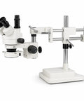 Trinocular Stereo Zoom Microscope 3.5X To 90X With Dual Arm Boom, 45 Degree Inclined Head Rotates 360, lab setup