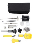 147-Piece Watch Maintenance Kit For DIY Repairs with spring bar remover, case opener, screwdrivers, tweezers, and storage bag