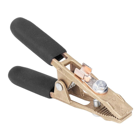 Heavy Duty Earth Wire Clamp With 40 Mm Big Jaw And 260 Amp Capacity, Premium Brass Grounding Pliers close-up view.