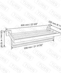Square Towel Rack With Single Bar Wall Mount Shelf Rustproof Stainless Steel In Matte Black Finish with dimensions