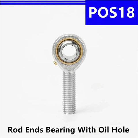 4 Pcs Pos18 Fish Eye Rod End Bearings M18x1.5mm Male Thread featuring an oil hole for lubrication and smooth movement.