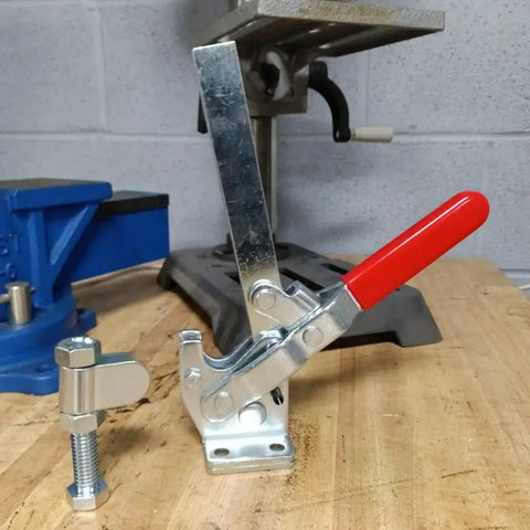 Heavy Duty Vertical Toggle Clamp One Pack 1000 Lb Holding Capacity S Bar Flanged Handle Carbon Steel Build Shop Floor Beast For Jig Fixture Welding Assembly And Machinist Jobs Straight Up Reliable Gear