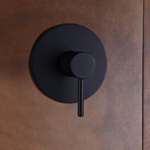 Matte Black Shower Faucet Set With Pressure Balance Cartridge And 8-Inch Rain Shower Head, Non-Return Check Valves, Cold And Hot Inlets