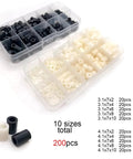 All Purpose Nylon Spacers Kit 600-800 Pcs M3 M4 10 Sizes Non-Threaded Hollow Standoffs No Nonsense Electrical Insulation And Vibration Dampening White ABS Nylon Plastic Assortment Box Set, 10-size organizer