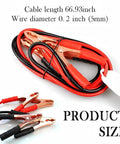 Beefy 67 Inch 150 Amp Heavy Duty Jumper Cables With Tough Alligator Clips coiled on white background for roadside assistance