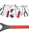 58mm ER40UM Collet Chuck Spanner Wrench For Lathe And CNC Milling Tools, red handle, shown among various other hand tools