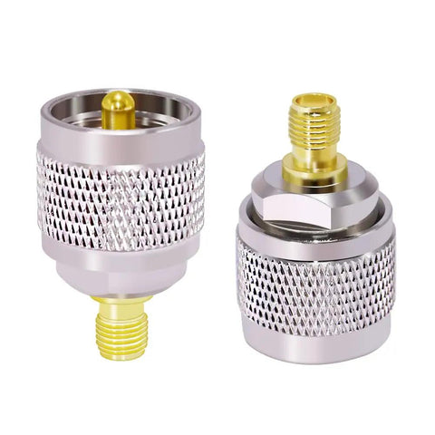 SMA Female to PL 259 Adapter Low Loss UHF Connector for CB Radio Handheld Ham Radio Antenna, nickel and gold plated, 2 pack