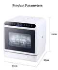 No Fuss Compact Countertop Dishwasher Handles The Daily Grime Effortlessly With A Built Five Liter Tank And Sleek Slim Profile ideal for tiny kitchens, displaying dimensions.
