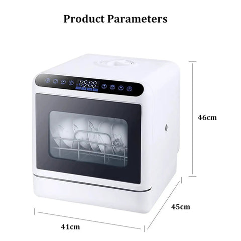 No Fuss Compact Countertop Dishwasher Handles The Daily Grime Effortlessly With A Built Five Liter Tank And Sleek Slim Profile ideal for tiny kitchens, displaying dimensions.