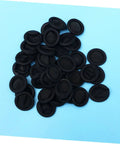 1000 Pack Antistatic Finger Cots Providing A No Sweat Grip That Shields Precise Electronics During Heavy Mechanic Work And Warehouse Tasks While Delivering Knockout Quality On A Tight Budget, black latex covers displayed on blue background.