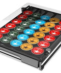 Glass Top Coffee Pod Drawer Organizer For K Cup Pods Holds 35 Pods With 5 Rows Of Slots And A Bonus 2 Pod Slot Slide Out Design