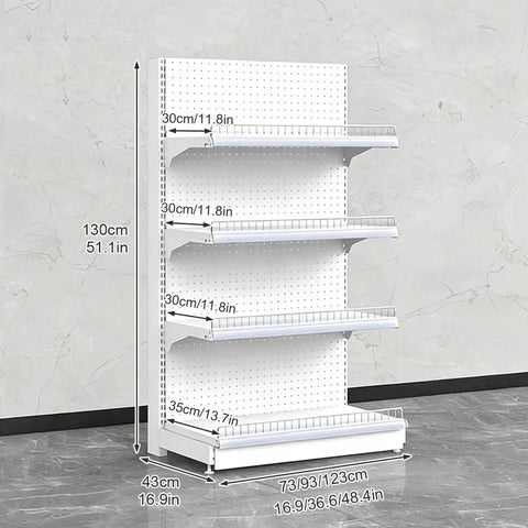 Badass Heavy Duty Seven Layer Gondola Shelving Rack For Neighborhood Convenience Stores And Groceries Rock Solid Gray Metal Display Stand dimensions and structure
