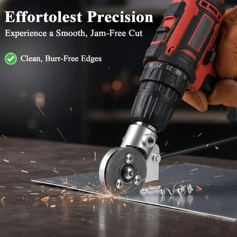 Turn Any Drill Into A Sheet Metal Cutter With This Titanium Drill Nibbler Attachment cutting metal with electric drill