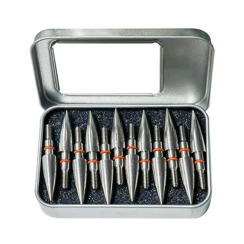 125 Grain Five Sixteenth Inch Stainless Steel Screw In Archery Field Points Pack Of Twelve for target practice in metal case