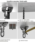 Heavy Duty Hammock Hanging Kit With 360 Degree Rotate Hooks, 1000 Lb Capacity, Easy Install on Brick Walls with Tools
