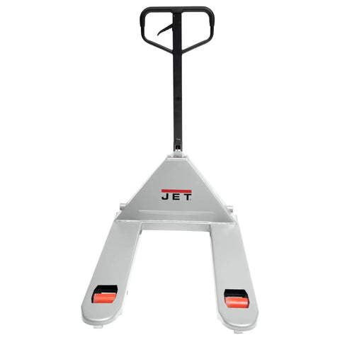 Rugged Manual Pallet Jack 27 By 42 Inches 5500 Lb Capacity Low Profile Frame With Nonmarking Polyurethane Wheels Built To Handle The Daily Warehouse Grind