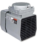 Compact Diaphragm Vacuum Pressure Pump With Whisper Quiet Shaded Pole Motor At 115V 60Hz Oil Free Zero Hassle Operation Lightweight Plastic Housing Ideal For Garage Builds And Hobbyist Gear Quick Service Ready viewed from the side.