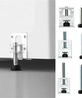 Close-up of Eight Piece Adjustable Furniture Feet Set With Heavy Duty Leveling Legs and Anti Slip Pads, zinc alloy brackets.