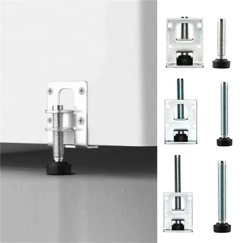 Close-up of Eight Piece Adjustable Furniture Feet Set With Heavy Duty Leveling Legs and Anti Slip Pads, zinc alloy brackets.