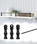 Two Pack 24 Inch Metal Shelf Rails For Wood Shelves And Cabinets, aluminum alloy, black finish, installed on white shelf with decor