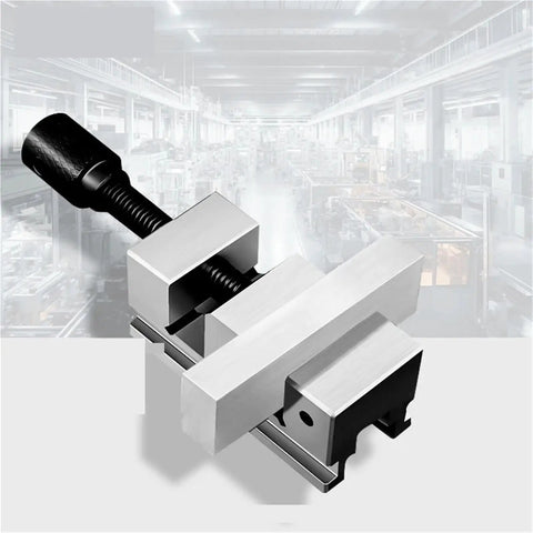 Right Angle Vise Grinder Tongs For Surface Grinding And Milling Clamp EDM Ready, shown in industrial setting for tight spaces.