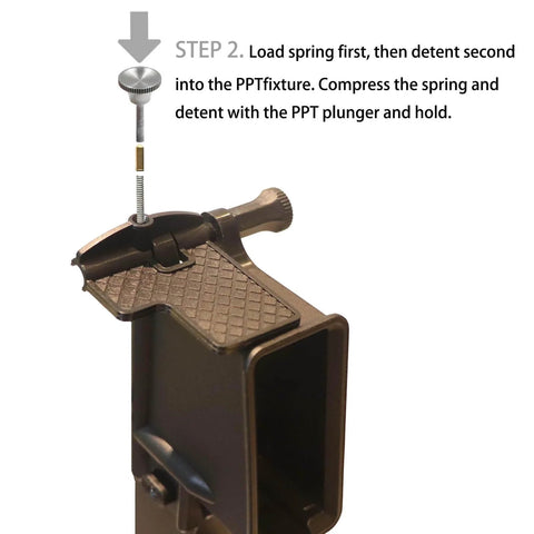 Fast And Easy Pivot Pin And Detent Installation Tool Kit For Roll Pins Three Piece Polymer Set with detent plunger installed