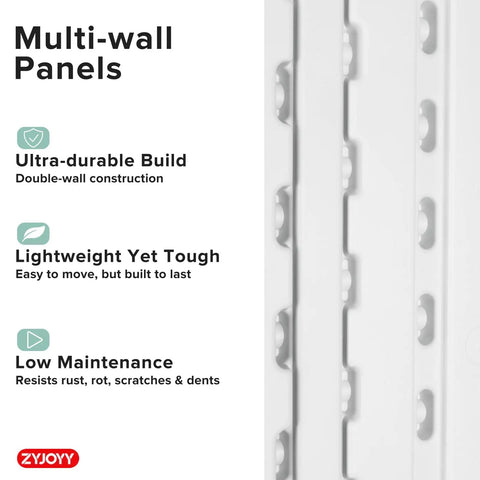 Close-up of HDPE double-wall panels detailing durability of Weatherproof Outdoor Storage Cabinet With Four Shelves And Lockable Door