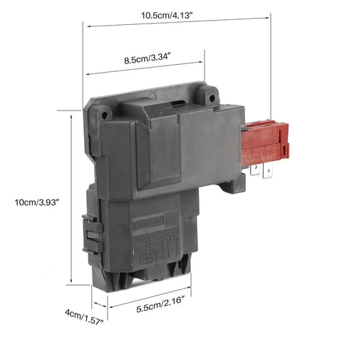 Washer Door Lock Switch With Door Strike Replacement For Frigidaire Electrolux Kenmore Crosley GE Front Load Washers, dimensions view
