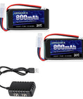 Beefy 7.4V LiPo Battery 2S 30C Burst 60C 900mAh with PH2.0 plug and USB charger for 1/10 to 1/24 RC cars