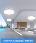 Lit 15 Inch LED Flush Mount Ceiling Light Fixture With 3800 Lumens And 5000K Daylight White in modern living room setting