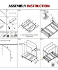 Assembly instructions for Professional Grade Heavy Duty Dolly Cart with steps and part identification for setup.